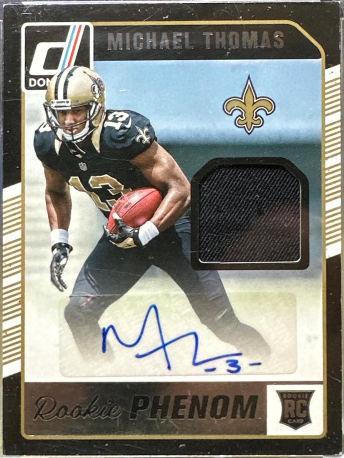 Michael Thomas #12 Football Cards 2016 Panini Donruss Rookie Phenom Jersey Autograph Relics
