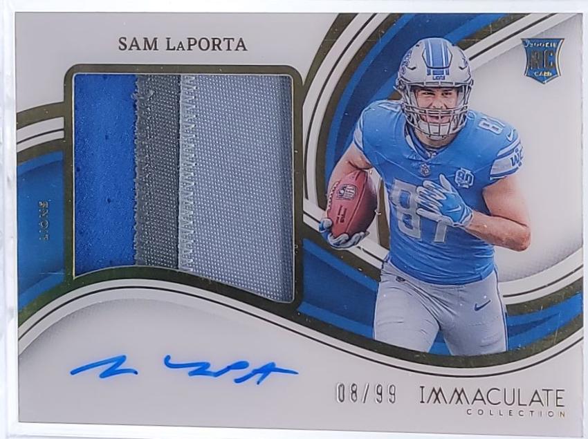 Sam LaPorta #21 2023 Panini Immaculate Premium Patch Rookie Autograph Football