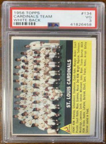 1956 Cardinals Team [White Back] #134