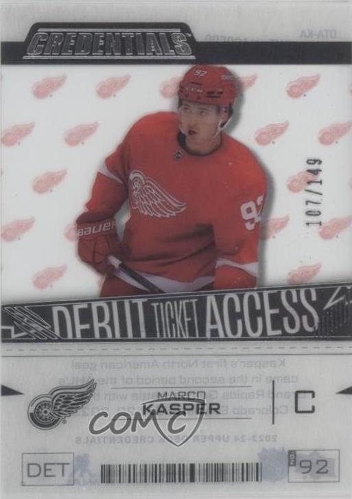 Marco Kasper #DTA-KA 2023-24 Upper Deck Credentials Hockey Acetate Debut Ticket Access