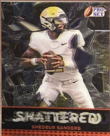 Shedeur Sanders #S-17 Football Cards 2024 Pro Set Metal Shattered Lenticular