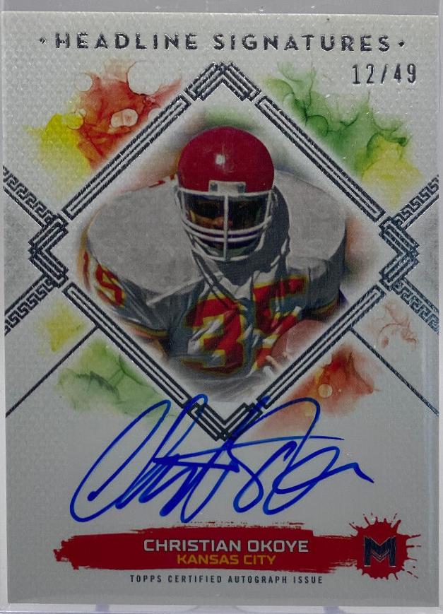 Christian Okoye #HS-CO Football Cards 2023 Topps Motif Headline Signatures