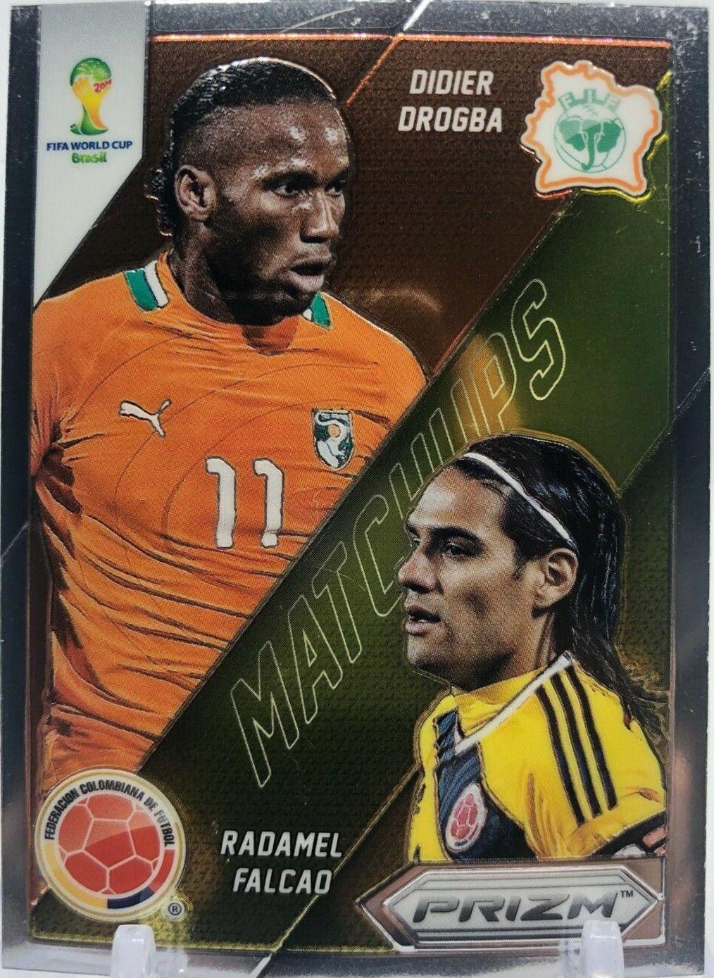 Didier Drogba, Radamel Falcao #5 Soccer Cards 2014 Panini Prizm World Cup Matchups