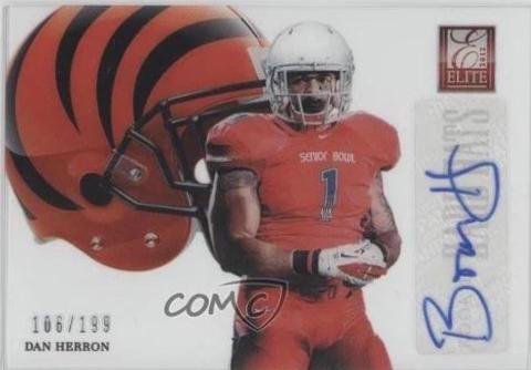 Dan Herron #41 Football Cards 2012 Panini Elite Hard Hats Signatures