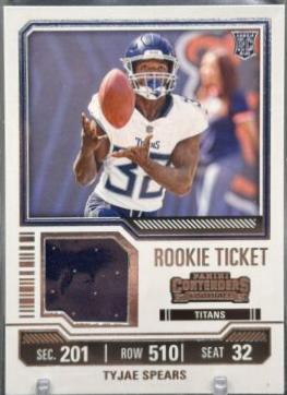 Tyjae Spears #TS36 Football Cards 2023 Panini Contenders Rookie Ticket Swatch