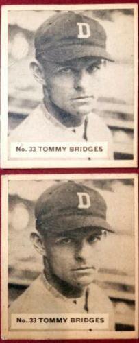 Tommy Bridges #33 Baseball Cards 1936 World Wide Gum
