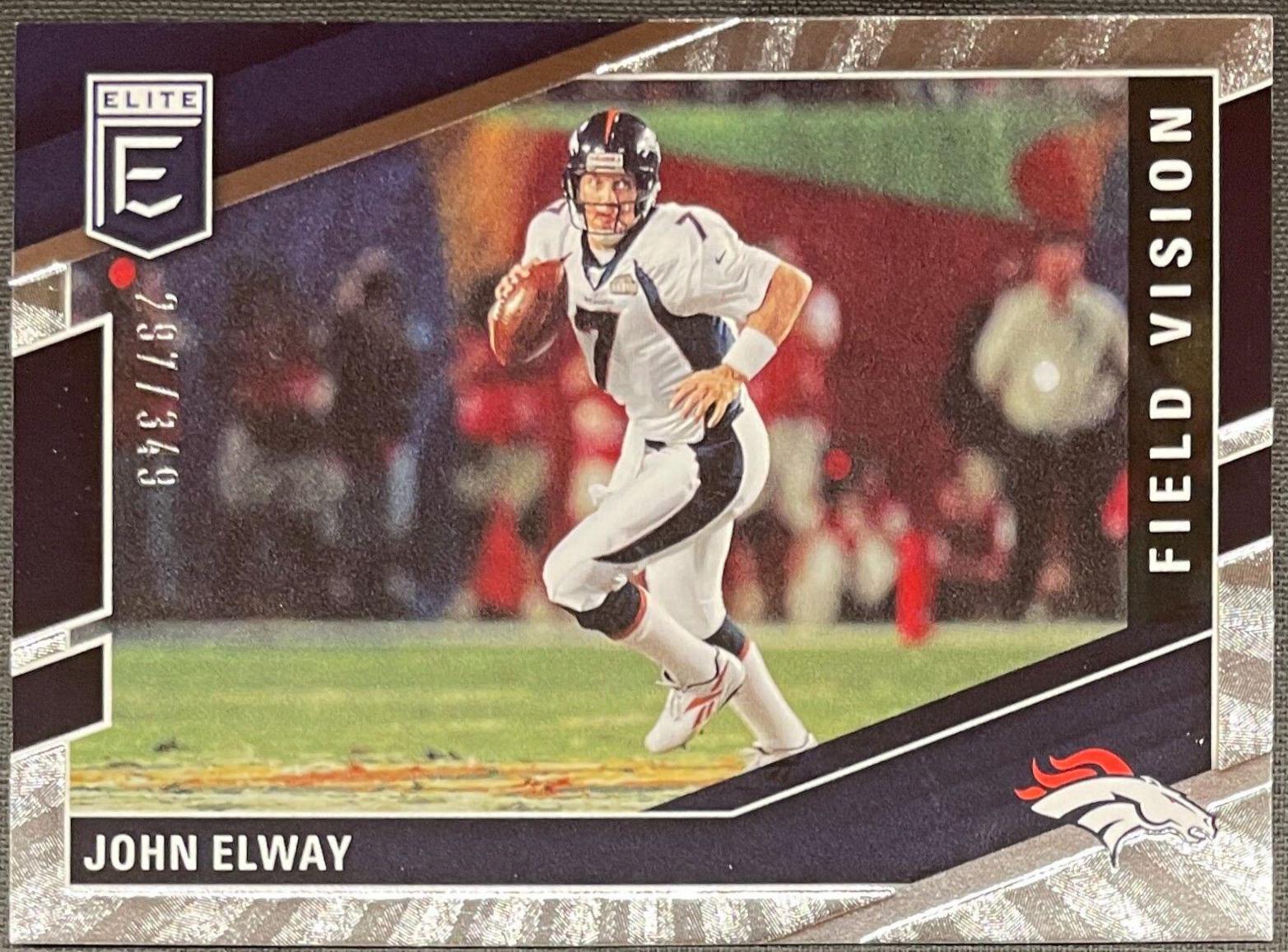 John Elway #FV10 Football Cards 2022 Panini Donruss Elite Field Vision