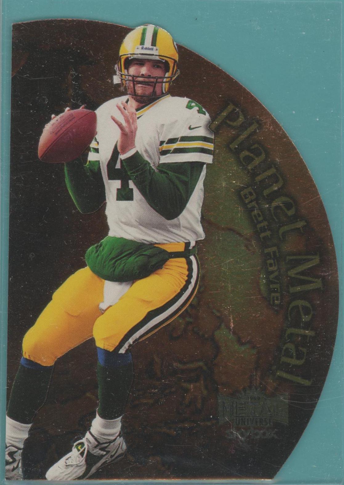 Brett Favre #8 Football Cards 1999 Metal Universe Planet Metal