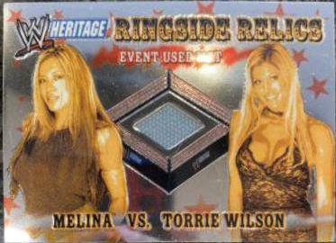 Melina, Torrie Wilson Wrestling Cards 2006 Topps Heritage Chrome WWE Ringside Relics
