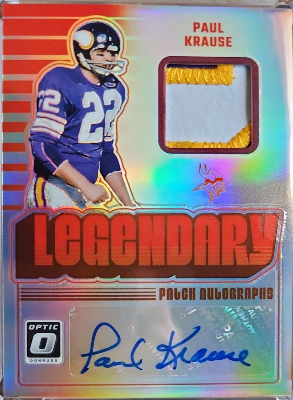 Paul Krause #LPA-PKE Football Cards 2024 Panini Donruss Optic Legendary Patch Autograph
