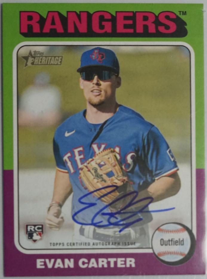 Evan Carter #ROA-EC Baseball Cards 2024 Topps Heritage Mini Real One Autograph