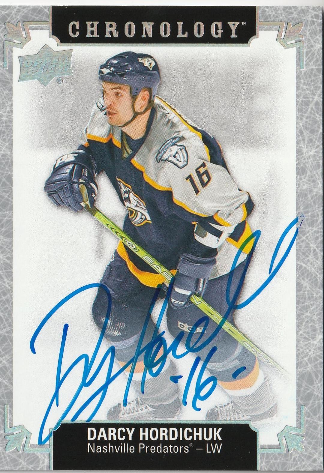 Darcy Hordichuk #FH-NA-DH Hockey Cards 2018 Upper Deck Chronology Franchise History Autographs