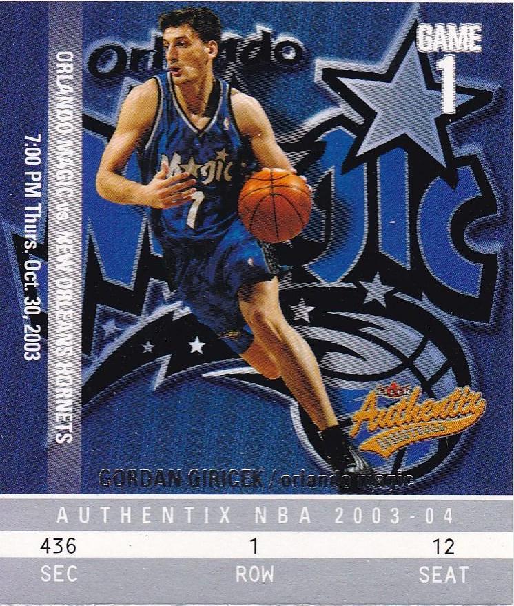 Gordan Giricek #42 Basketball Cards 2003 Fleer Authentix