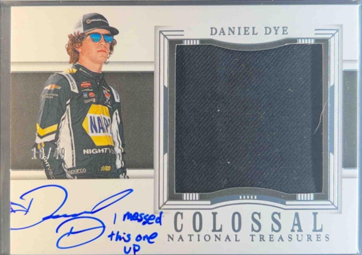 Daniel Dye #22 Racing Cards 2024 Panini National Treasures NASCAR Colossal Material Auto