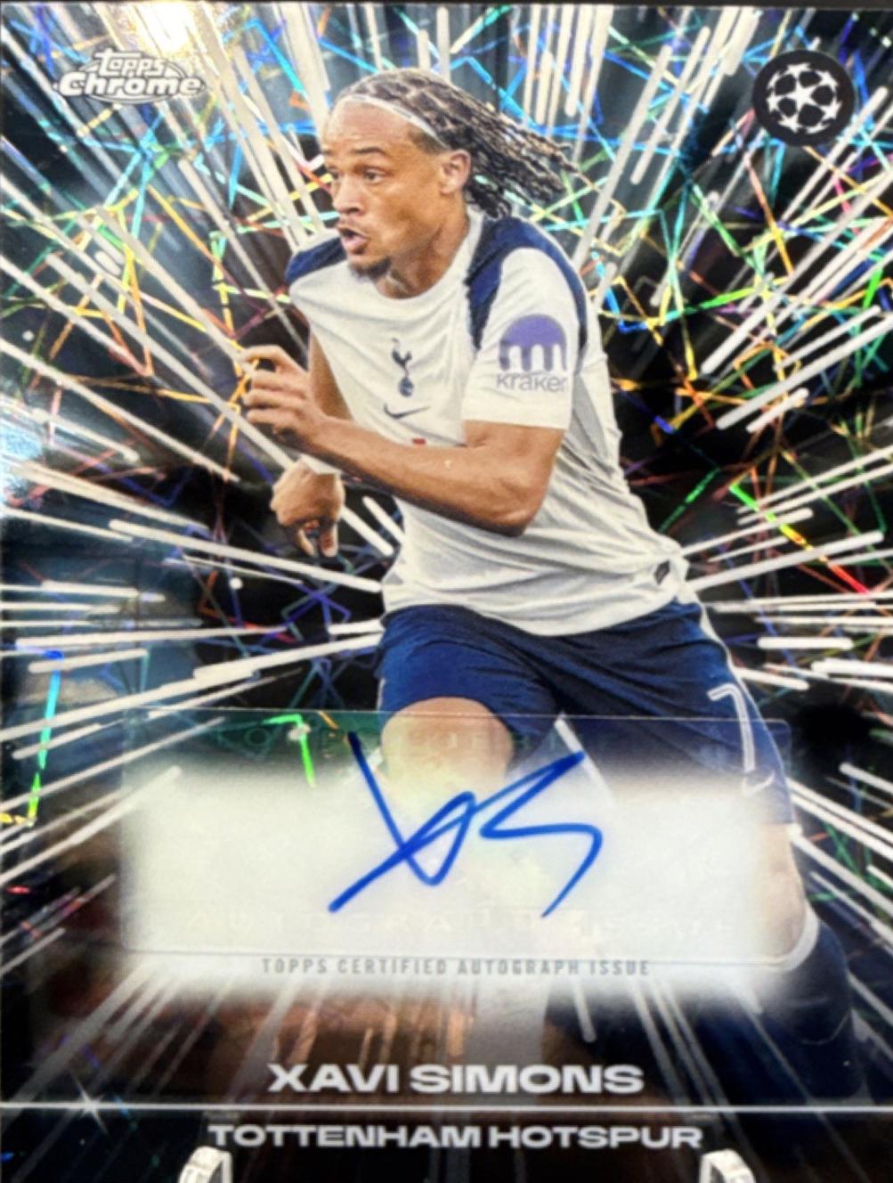 Xavi Simons #BLA-XS 2025 Topps Chrome UEFA Black Lazer Autograph