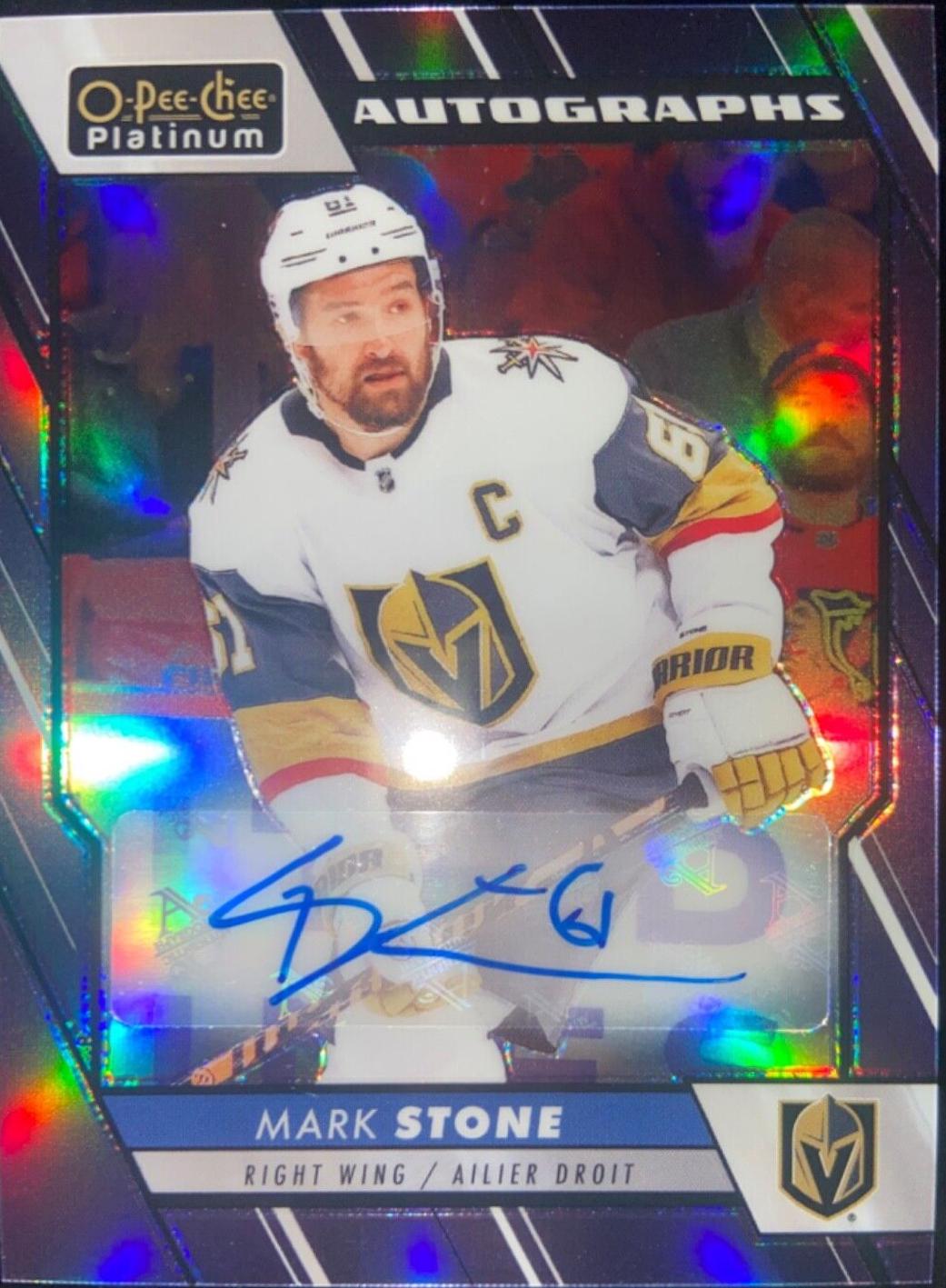 Mark Stone #BA-MS Hockey Cards 2023 O-Pee-Chee Platinum Blue Rainbow Autographs