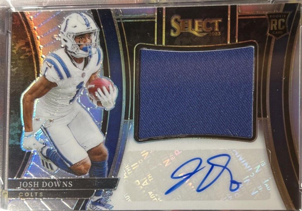 Josh Downs #30 Football Cards 2023 Panini Select Jumbo Rookie Signature Swatch Prizm