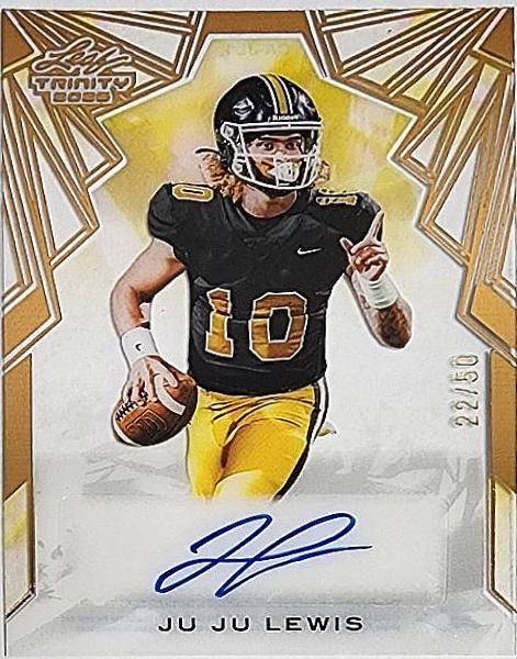 Ju Ju Lewis #CA-JL1 2025 Leaf Trinity Clear Autograph Football