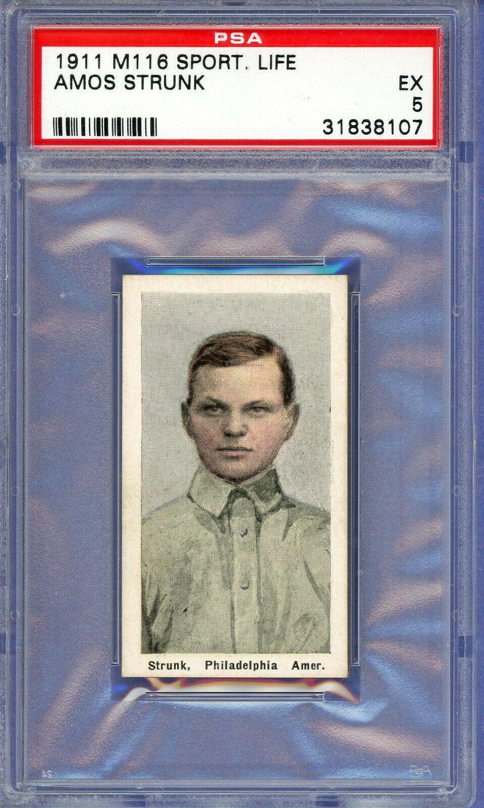 Amos Strunk Baseball Cards 1911 M116 Sporting Life