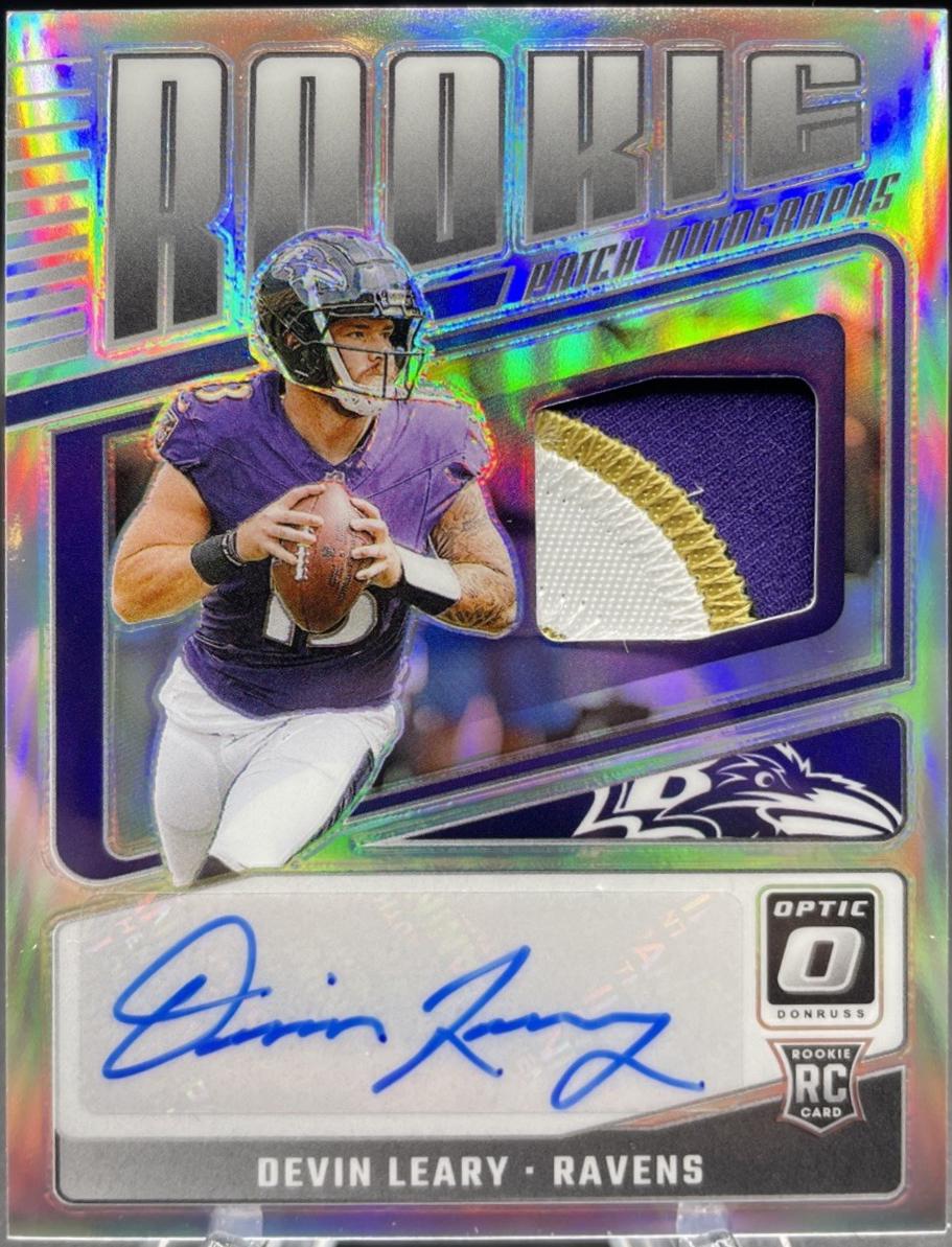 Devin Leary #RPA-DLY Football Cards 2024 Panini Donruss Optic Rookie Patch Autograph