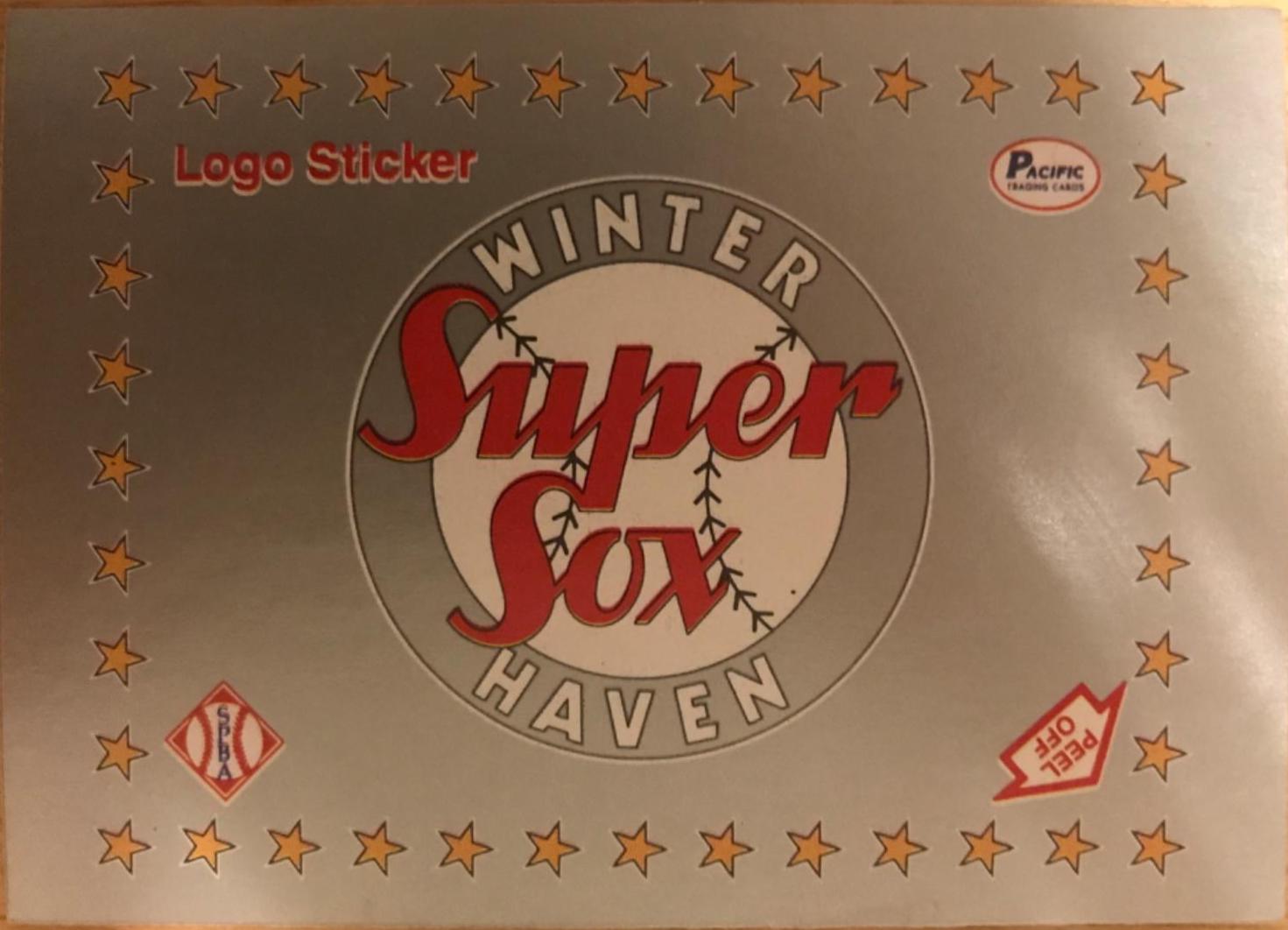 Super Sox Logo Sticker Baseball Cards 1990 Pacific Senior League