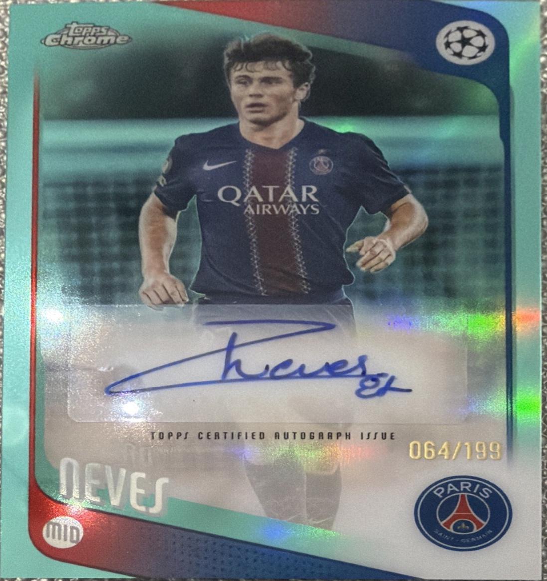 Joao Neves #CA-JN 2024 Topps Chrome UEFA Autograph