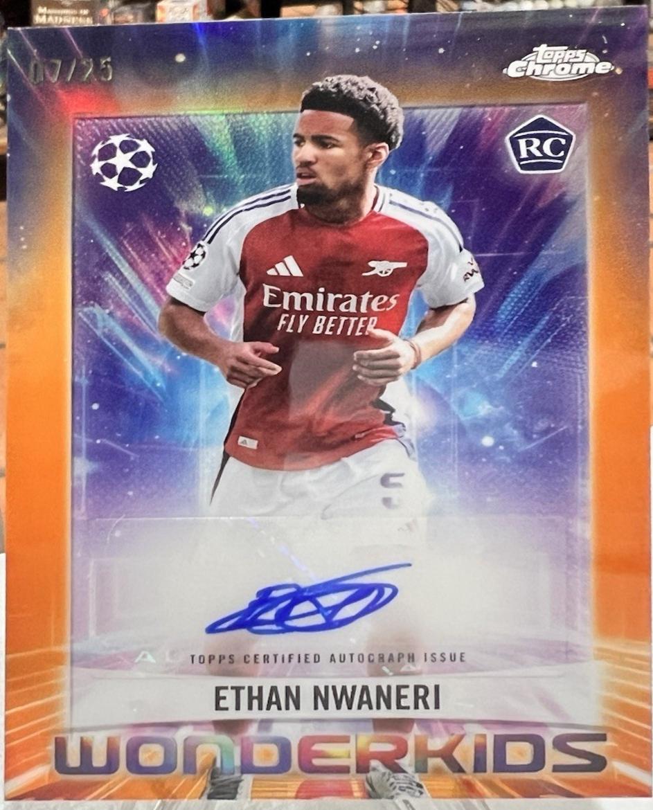 Ethan Nwaneri #WKA-EN Soccer Cards 2024 Topps Chrome UEFA Wonderkids Autograph