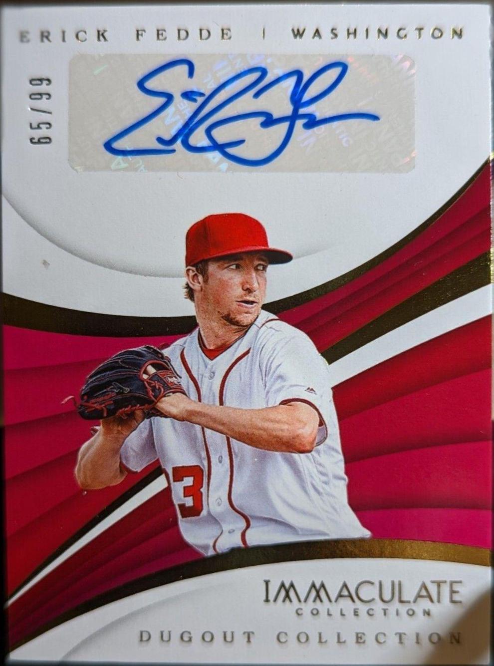Erick Fedde #DC-EF Baseball Cards 2018 Panini Immaculate Dugout Collection Autographs