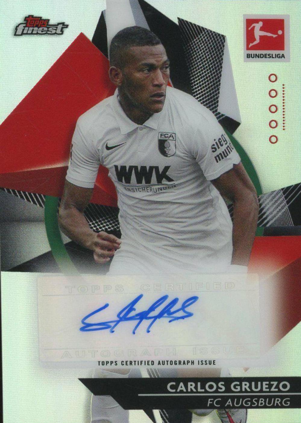 Carlos Gruezo #BCA-CG Soccer Cards 2020 Topps Finest Bundesliga Autographs
