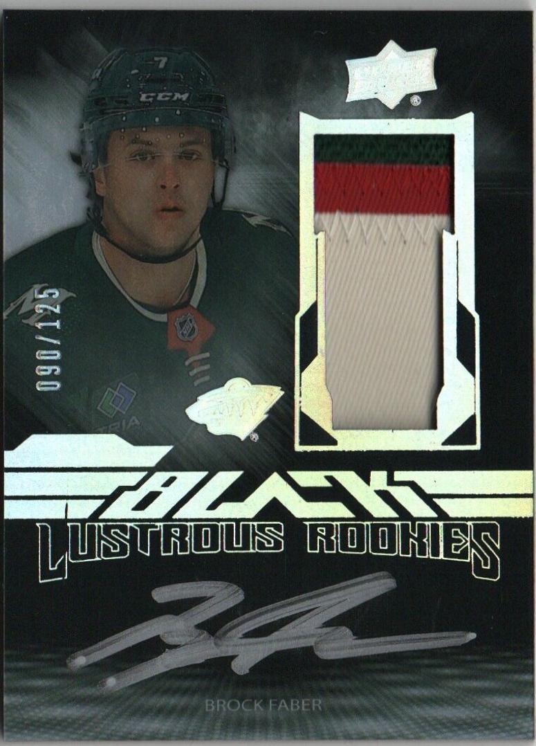 Brock Faber #LRAP-BF Hockey Cards 2023 SPx UD Black Lustrous Rookie Auto Patch