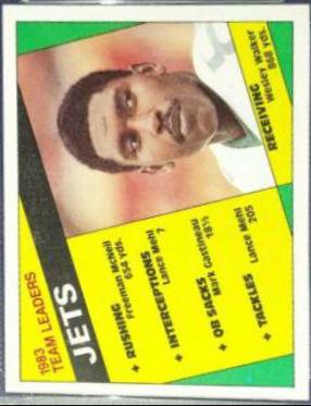 Jets Team Leaders: Wesley Walker #144 Football Cards 1984 Topps