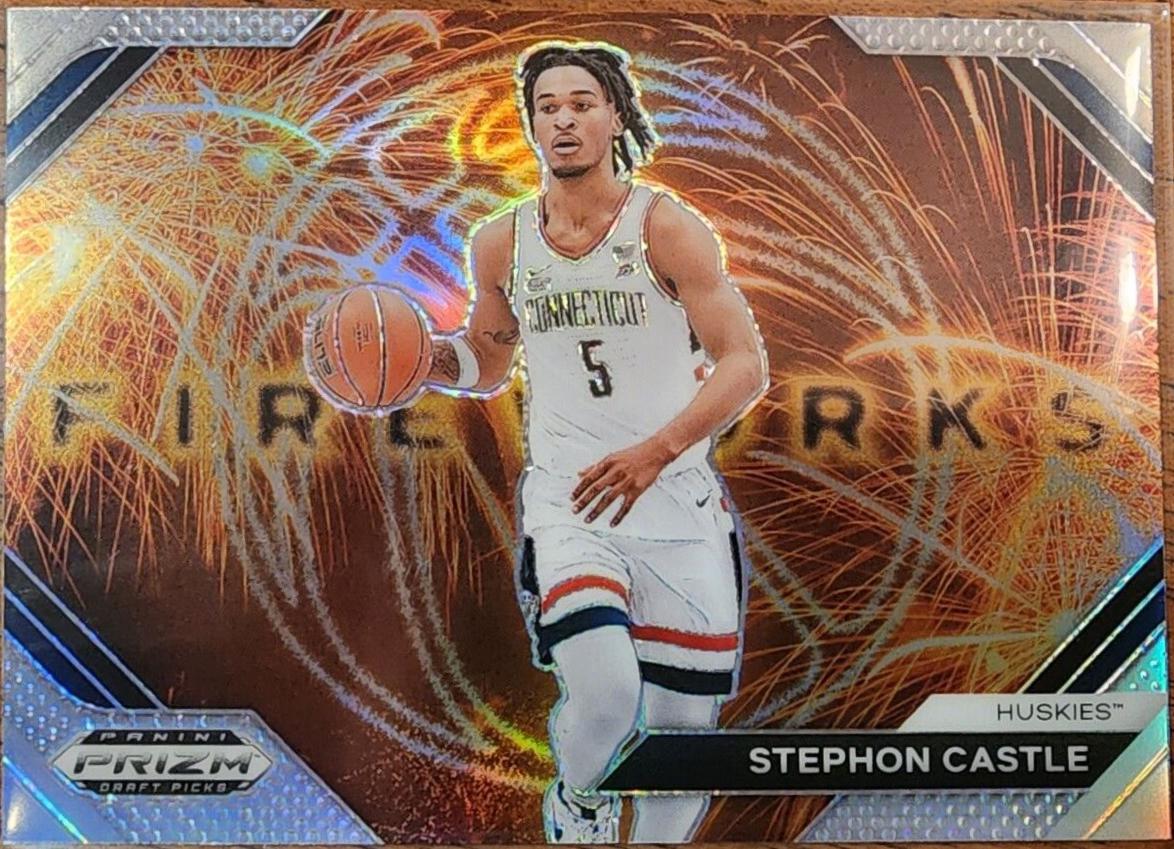 Stephon Castle #19 Basketball Cards 2024 Prizm Draft Picks Fireworks