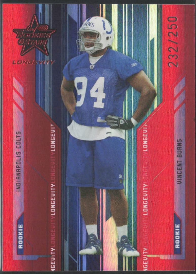 Vincent Burns #140 2005 Leaf Rookies & Stars Longevity Football