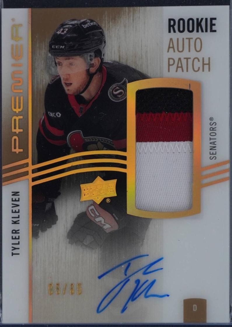 Tyler Kleven #AR-TK 2023 Upper Deck Premier Acetate Rookie Auto Patch Hockey