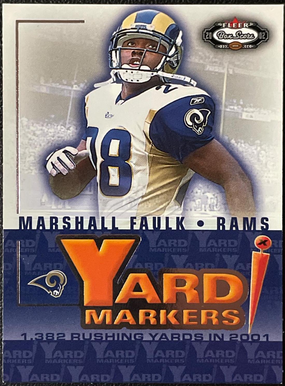 Marshall Faulk / Kurt Warner #7YMD Football Cards 2002 Fleer Box Score Yard Markers Dual