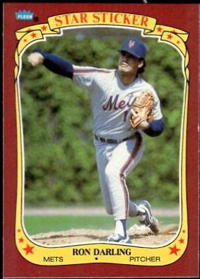 Ron Darling #28 Baseball Cards 1986 Fleer Star Stickers