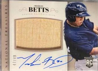 Mookie Betts #210 Baseball Cards 2014 Panini National Treasures