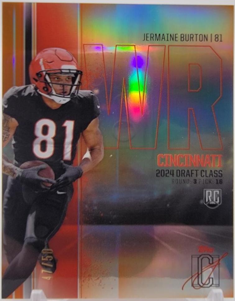 Jermaine Burton #RCV-28 Football Cards 2024 Topps Signature Class Rookie Chrome Variation