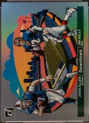 Jim Kelly / Josh Allen #15 Football Cards 2024 Panini Donruss Downtown Horizontal