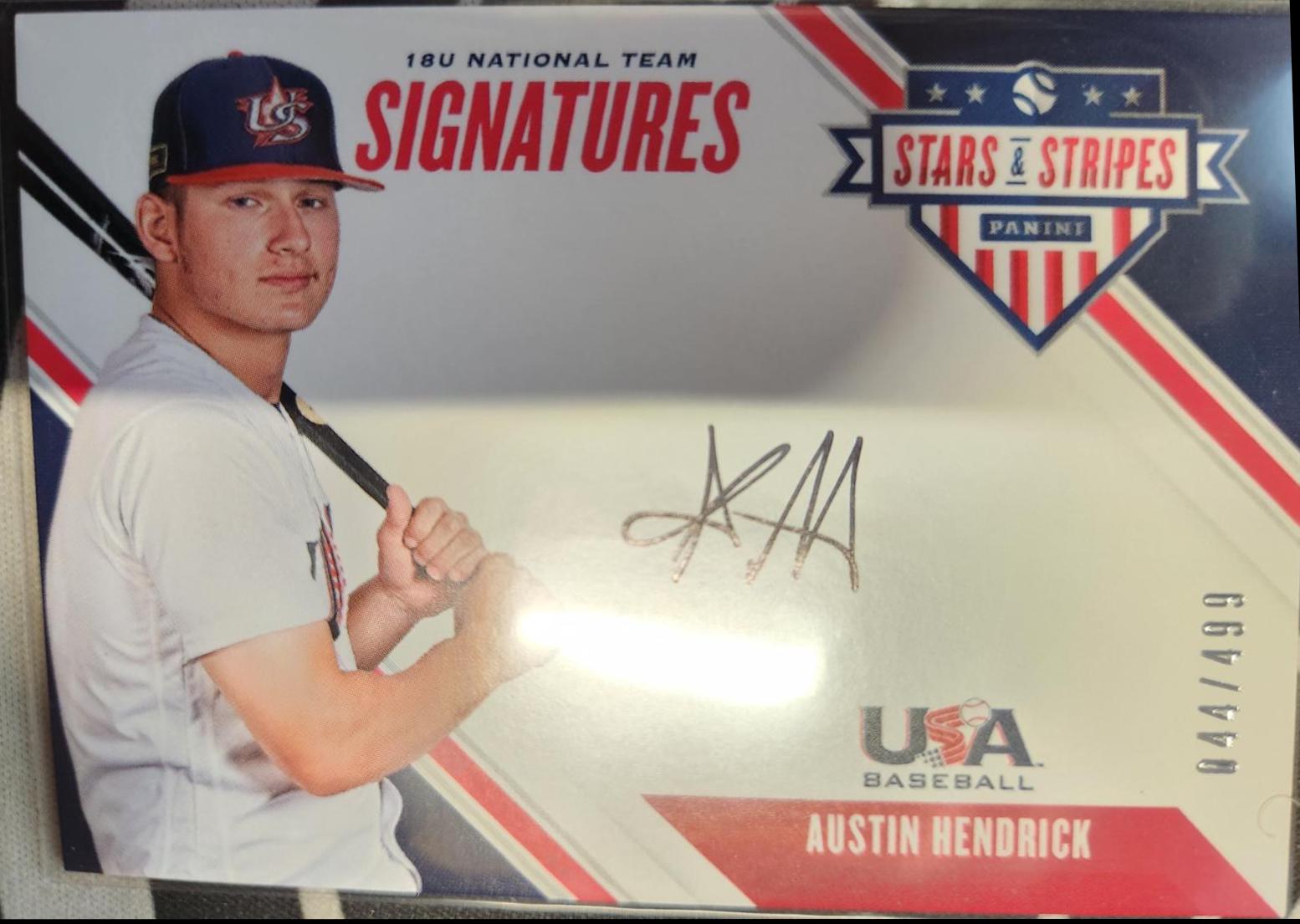 Austin Hendrick #18U-AH Baseball Cards 2020 Panini Stars & Stripes USA 18U National Team Signatures
