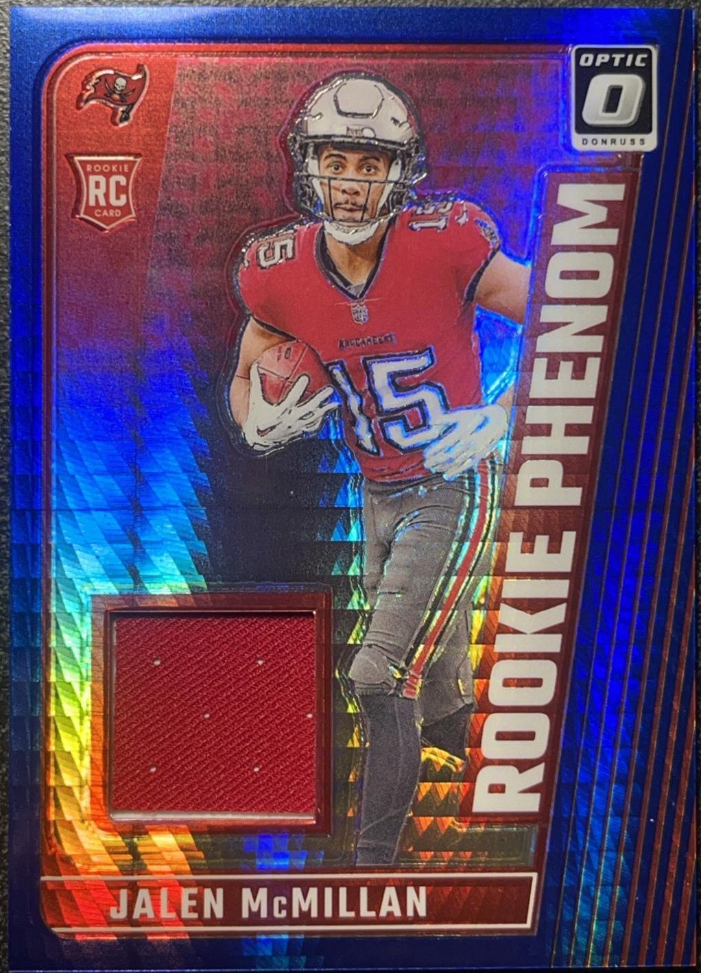 Jalen McMillan #RPB-JMN Football Cards 2024 Panini Donruss Optic Rookie Phenom Blue Hyper