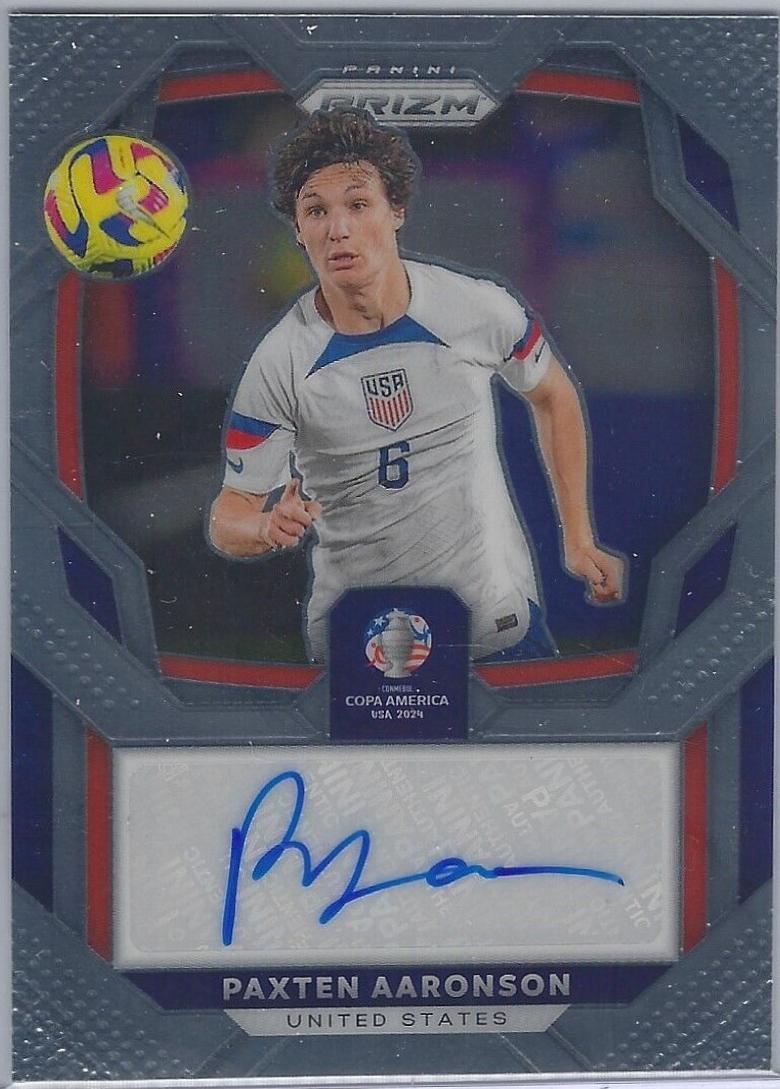 Paxten Aaronson #3 Soccer Cards 2024 Panini Prizm Copa America Signature