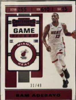 Bam Adebayo #8 Basketball Cards 2019 Panini Contenders
