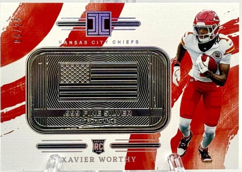 Xavier Worthy #8 Football Cards 2024 Panini Impeccable Silver USA Flag
