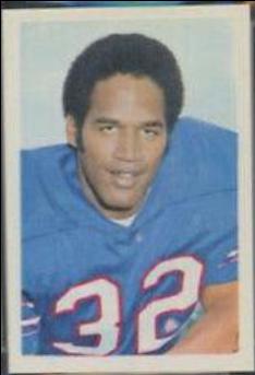 O.J. Simpson #43 Football Cards 1972 NFLPA Wonderful World Stamps