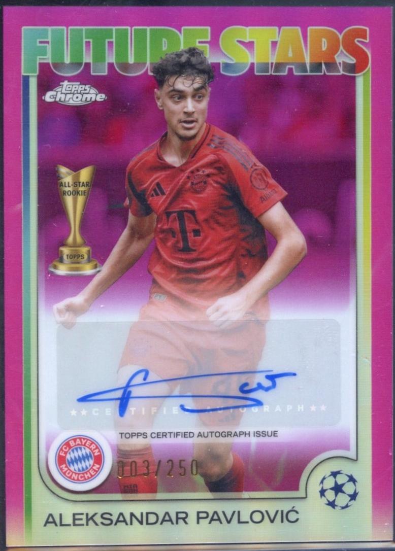 Aleksandar Pavlovic #FSA-AP Soccer Cards 2024 Topps Chrome UEFA Future Stars Autograph