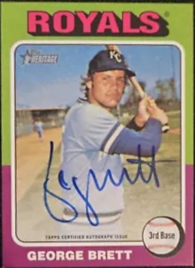George Brett #ROA-GB Baseball Cards 2024 Topps Heritage Mini Real One Autograph