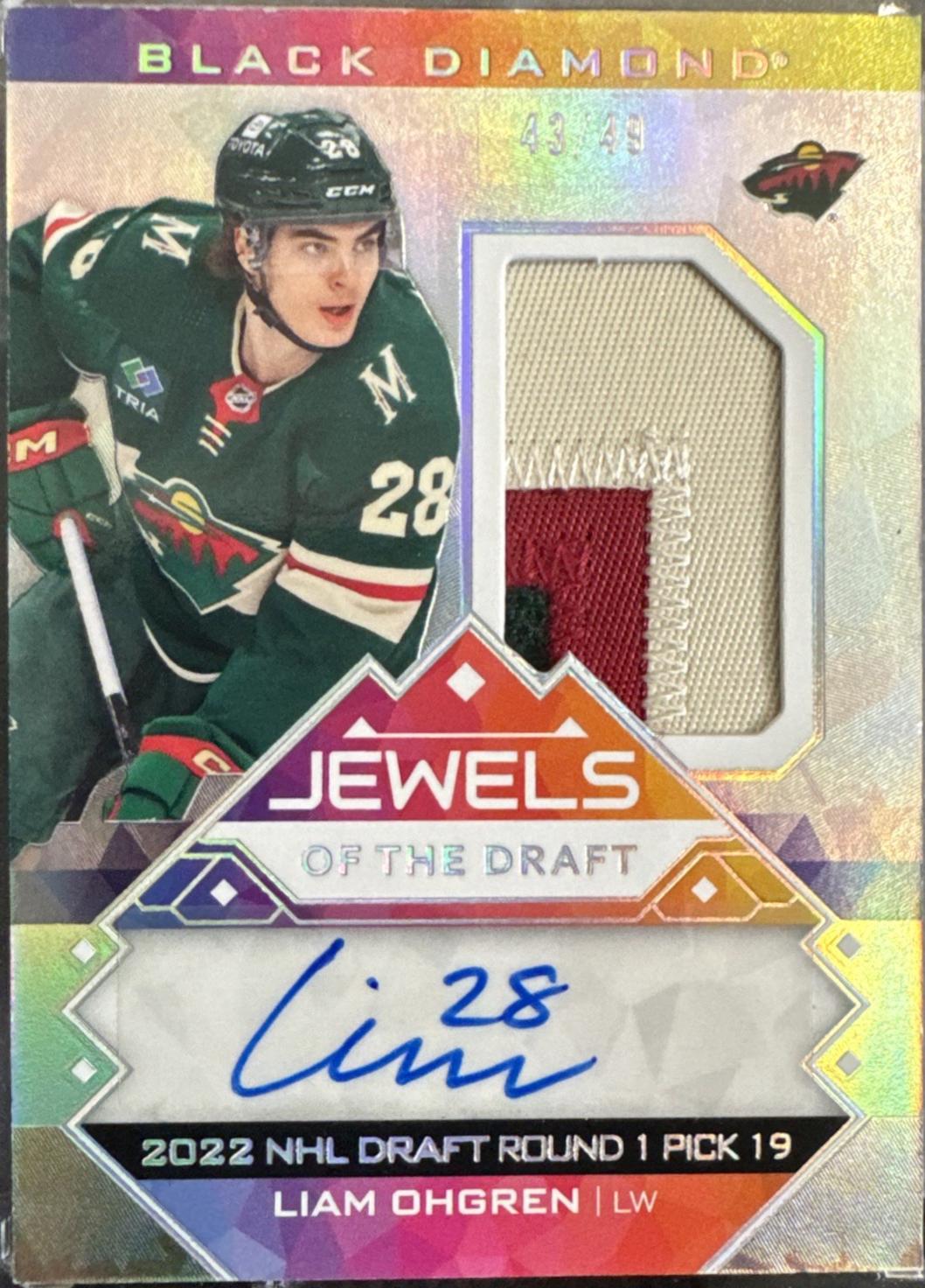 Liam Ohgren #JD-LO Hockey Cards 2024 Upper Deck Black Diamond Jewels of the Draft Rookie