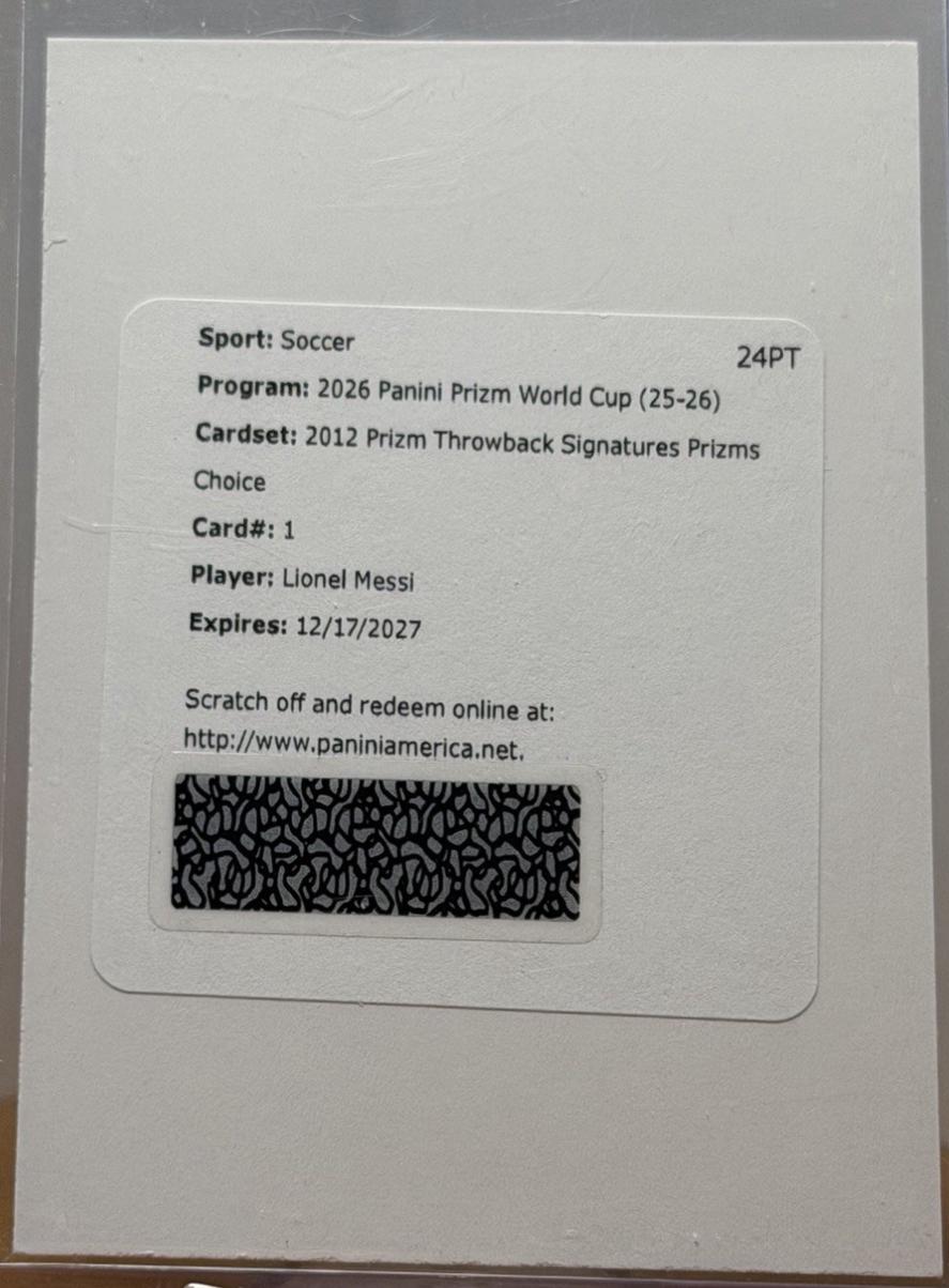 Lionel Messi #1 2026 Panini Prizm FIFA Throwback Signature