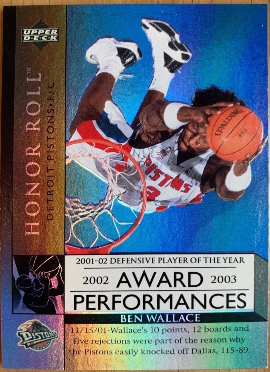 Ben Wallace #AP12 Basketball Cards 2002 Upper Deck Honor Roll Award Performances